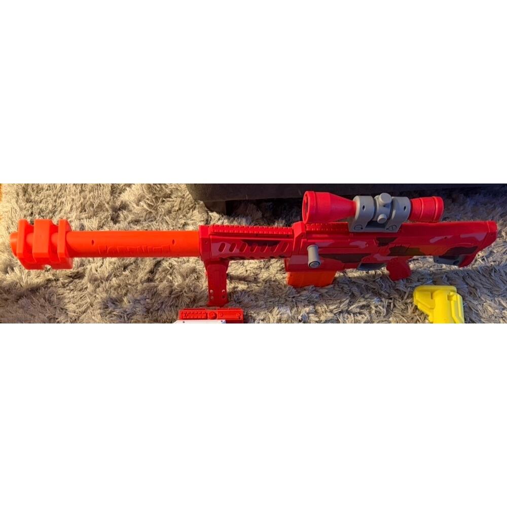 Nerf Fortnite Heavy Sniper Rifle HR Red Blaster with Scope Tested Works No Darts